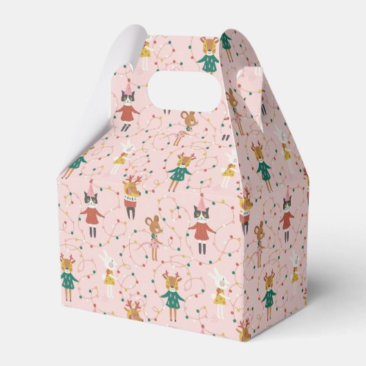 Feestelijke Dierenvrienden Kerstpatroon Bedankdoosjes (Voorkant Zijde)