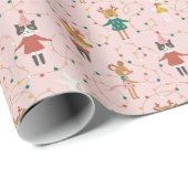 Feestelijke Dierenvrienden Kerstpatroon Cadeaupapier (Rol Hoek)