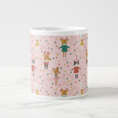 Feestelijke Dierenvrienden Kerstpatroon Grote Koffiekop (Voorkant)
