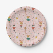 Feestelijke Dierenvrienden Kerstpatroon Papieren Bordje (Voorkant)