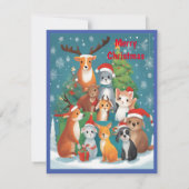 Feestelijke Dierenvrienden Vrolijk Kerstfeest Kaart (Achterkant)
