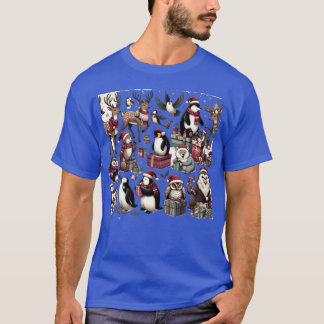 Feestelijke dierlijke bijeenkomst retro t-shirt