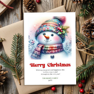 Feestelijke digitale Kerstman sneeuwpop kinderen g Feestdagenkaart