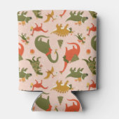 Feestelijke Dinosaur kerstboom vakantiepatroon Blikjeskoeler (Achterkant)