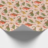 Feestelijke Dinosaur kerstboom vakantiepatroon Cadeaupapier (Hoek)