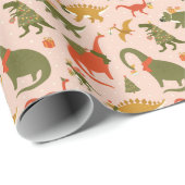 Feestelijke Dinosaur kerstboom vakantiepatroon Cadeaupapier (Rol Hoek)