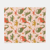 Feestelijke Dinosaur kerstboom vakantiepatroon Fleece Deken (Voorkant (Horizontaal))