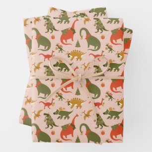 Feestelijke Dinosaur kerstboom vakantiepatroon Inpakpapier Vel