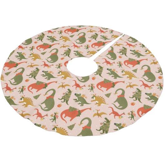 Feestelijke Dinosaur kerstboom vakantiepatroon Kerstboom Rok (Gekanteld)
