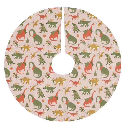 Feestelijke Dinosaur kerstboom vakantiepatroon Kerstboom Rok (Voorkant)