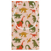 Feestelijke Dinosaur kerstboom vakantiepatroon Klein Cadeauzakje (Achterkant)