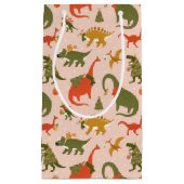 Feestelijke Dinosaur kerstboom vakantiepatroon Klein Cadeauzakje (Voorkant)