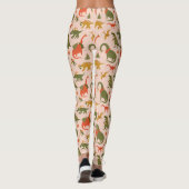Feestelijke Dinosaur kerstboom vakantiepatroon Leggings (Achterkant)