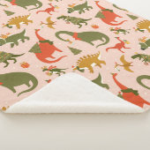 Feestelijke Dinosaur kerstboom vakantiepatroon Sherpa Deken (3/4)