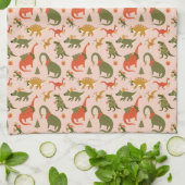 Feestelijke Dinosaur kerstboom vakantiepatroon Theedoek (Gevouwen)