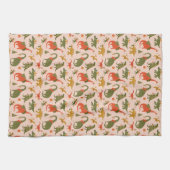Feestelijke Dinosaur kerstboom vakantiepatroon Theedoek (Horizontaal)