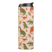 Feestelijke Dinosaur kerstboom vakantiepatroon Thermosbeker (Gedraaid links)
