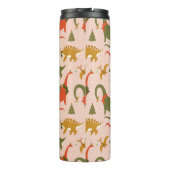 Feestelijke Dinosaur kerstboom vakantiepatroon Thermosbeker (Achterkant)