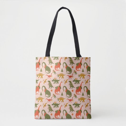 Feestelijke Dinosaur kerstboom vakantiepatroon Tote Bag (Voorkant)
