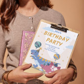 Feestelijke Dinosaurus Verjaardagsuitnodiging Fun  Kaart