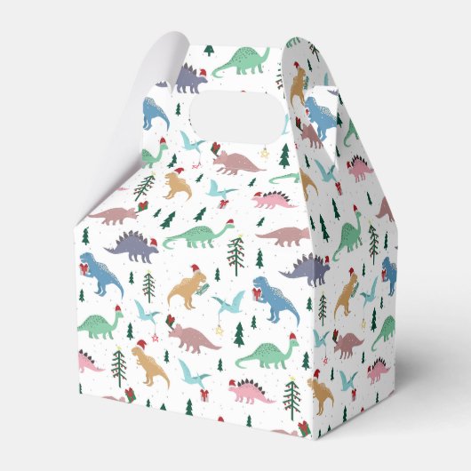 Feestelijke Dinosaurussen Kerstpatroon Bedankdoosjes (Achterkant)