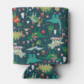 Feestelijke Dinosaurussen Kerstpatroon Blikjeskoeler (Achterkant)