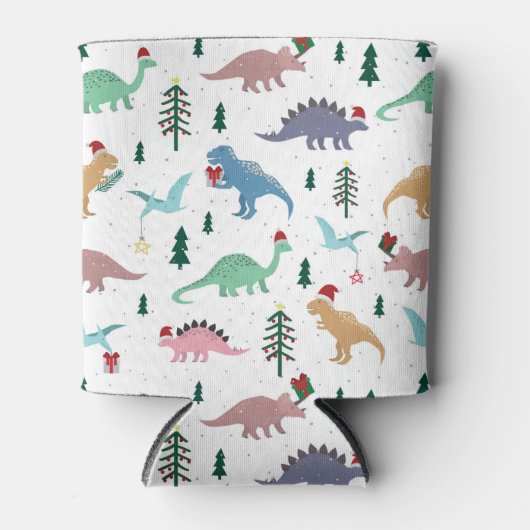 Feestelijke Dinosaurussen Kerstpatroon Blikjeskoeler (Voorkant)
