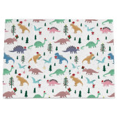 Feestelijke Dinosaurussen Kerstpatroon Groot Cadeauzakje (Voorkant)