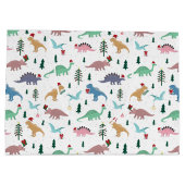 Feestelijke Dinosaurussen Kerstpatroon Groot Cadeauzakje (Achterkant)