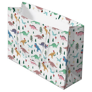 Feestelijke Dinosaurussen Kerstpatroon Groot Cadeauzakje