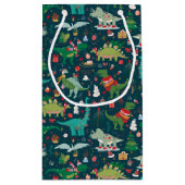 Feestelijke Dinosaurussen Kerstpatroon Klein Cadeauzakje (Achterkant)