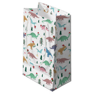 Feestelijke Dinosaurussen Kerstpatroon Klein Cadeauzakje