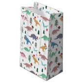 Feestelijke Dinosaurussen Kerstpatroon Klein Cadeauzakje (Achterkant Gekanteld)