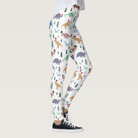 Feestelijke Dinosaurussen Kerstpatroon Leggings (Rechts)