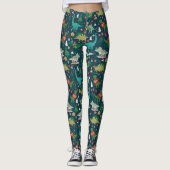 Feestelijke Dinosaurussen Kerstpatroon Leggings (Voorkant)