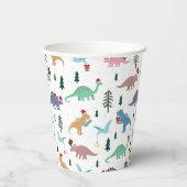 Feestelijke Dinosaurussen Kerstpatroon Papieren Bekers (Achterkant)