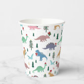 Feestelijke Dinosaurussen Kerstpatroon Papieren Bekers (Links)