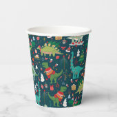 Feestelijke Dinosaurussen Kerstpatroon Papieren Bekers (Achterkant)