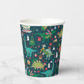 Feestelijke Dinosaurussen Kerstpatroon Papieren Bekers (Links)