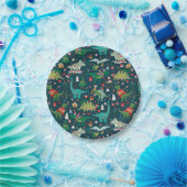 Feestelijke Dinosaurussen Kerstpatroon Papieren Bordje (Feest)