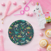 Feestelijke Dinosaurussen Kerstpatroon Papieren Bordje (Feest)