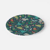 Feestelijke Dinosaurussen Kerstpatroon Papieren Bordje (Gekanteld)