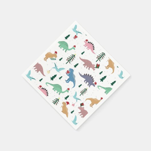Feestelijke Dinosaurussen Kerstpatroon Servet (Hoek)