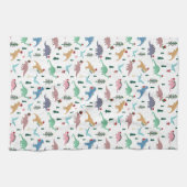 Feestelijke Dinosaurussen Kerstpatroon Theedoek (Horizontaal)