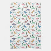 Feestelijke Dinosaurussen Kerstpatroon Theedoek (Verticaal)