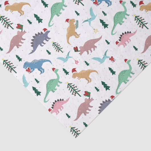 Feestelijke Dinosaurussen Kerstpatroon Tissuepapier (Detail)