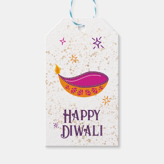 Feestelijke Diwali Olielamp Cadeaulabel (Voorkant)