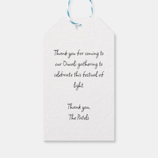 Feestelijke Diwali Olifant Cadeaulabel (Achterkant)