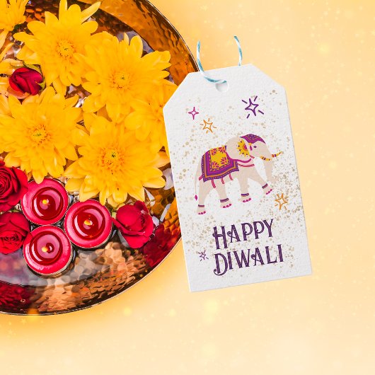 Feestelijke Diwali Olifant Cadeaulabel
