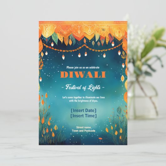 Feestelijke Diwali Reverie Kaart (Staand voorkant)